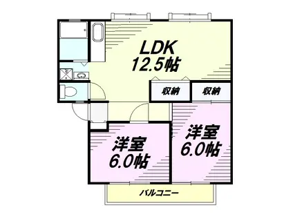 サンガーデン中山(2LDK/2階)の間取り写真
