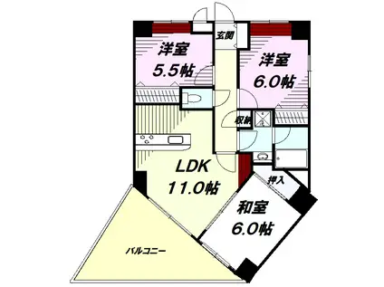 ボヌール(3LDK/2階)の間取り写真