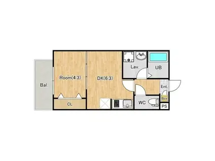 ジーメゾン八王子千人町サウス(1DK/1階)の間取り写真