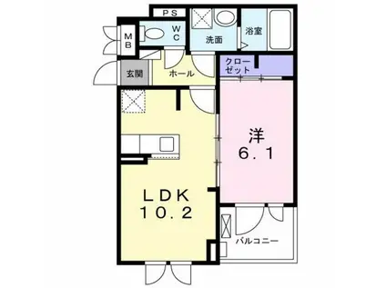カレント(1LDK/3階)の間取り写真