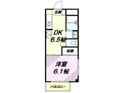 ハウゼイケダ(1DK/3階)の間取り写真