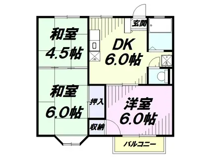 クローカスB(3DK/2階)の間取り写真