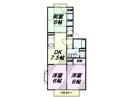 プリシアードⅠ(3DK/2階)の間取り写真