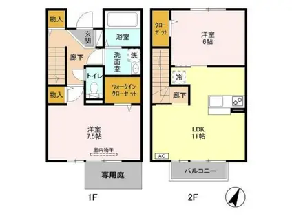 モダンコートA(2LDK/1階)の間取り写真