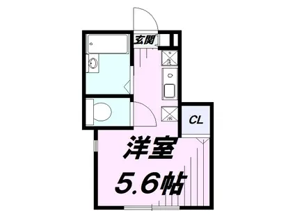 バーミープレイス国立Ⅱ(ワンルーム/1階)の間取り写真