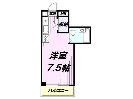 ハーブ西国立(ワンルーム/3階)の間取り写真