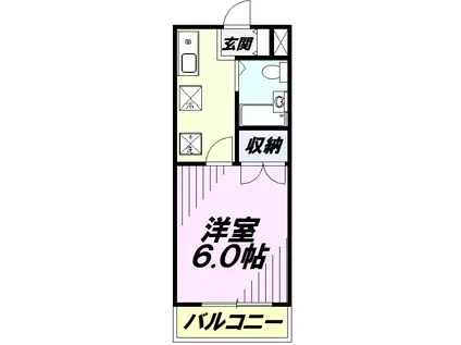 エクレイル国立(1K/2階)の間取り写真