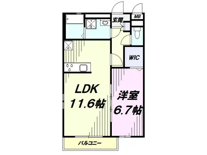 クレール ラ ウィステリア(1LDK/1階)の間取り写真