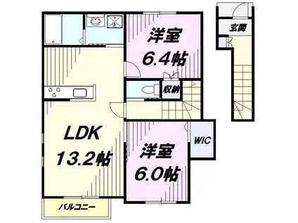 クレールメゾン(2LDK/2階)の間取り写真