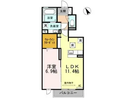 イルフトゥーロ(1LDK/1階)の間取り写真