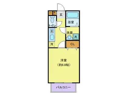 アムールこずえ(1K/2階)の間取り写真