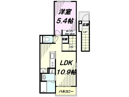 フェリスコート(1LDK/2階)の間取り写真