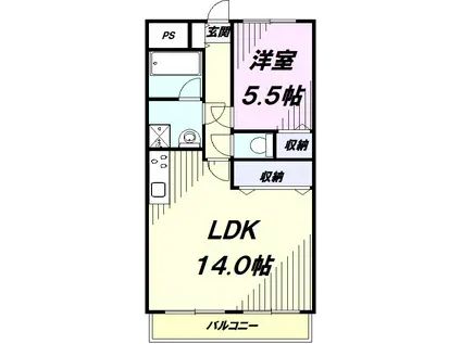 シティーレジデンス豊田(1LDK/4階)の間取り写真