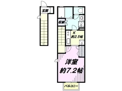 クレール国立(1K/2階)の間取り写真