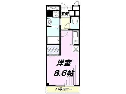 シャトル南平(1K/1階)の間取り写真