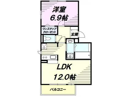 フルール学園(1LDK/1階)の間取り写真