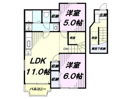 プリモディーネ(2LDK/2階)の間取り写真