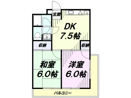 エクセレンス山口(2DK/2階)の間取り写真