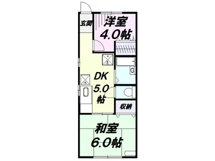 RJフラット(2DK/1階)の間取り写真