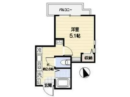 カーサ ビアンカ(1K/2階)の間取り写真