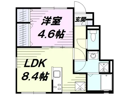 アムールブラン(1LDK/1階)の間取り写真