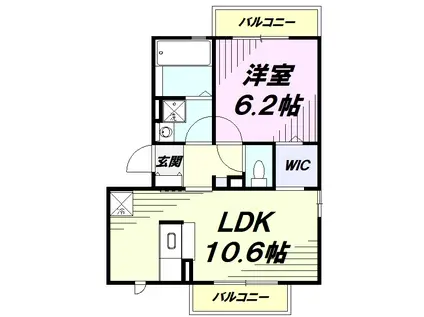 グランボヌールK(1LDK/1階)の間取り写真