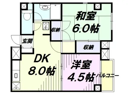 プログレス国立(2DK/2階)の間取り写真