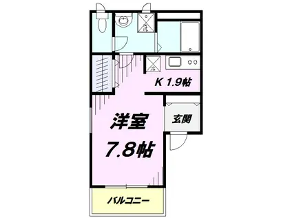 リシェス(ワンルーム/2階)の間取り写真