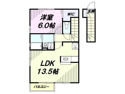 グリーンコートN(1LDK/2階)の間取り写真