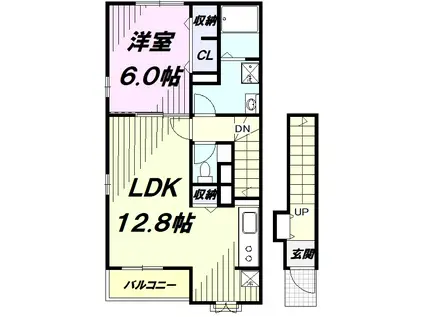 プラシード・パラッツオ(1LDK/2階)の間取り写真