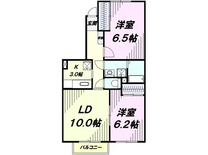 梅の里ミキ(2LDK/1階)の間取り写真