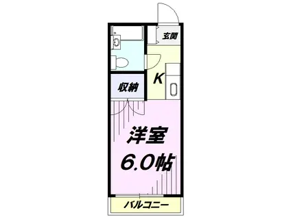 サンアベニュー国立(1K/2階)の間取り写真