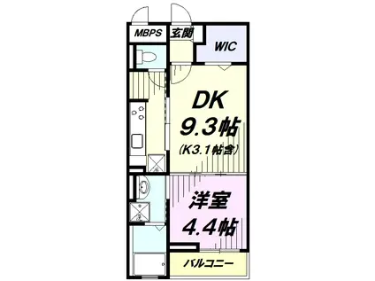 ル シエル Ⅰ(1DK/2階)の間取り写真