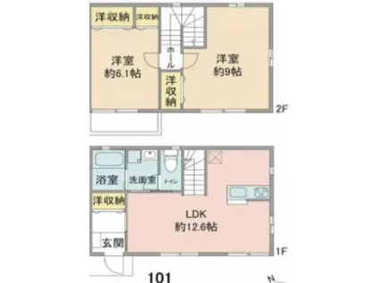 RUHE ONE(2LDK/1階)の間取り写真