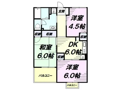 グランディール山中(3DK/2階)の間取り写真