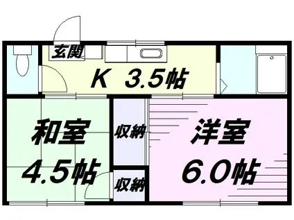 コーポ河北(2K/2階)の間取り写真