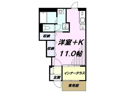 GRANPLUM(ワンルーム/1階)の間取り写真