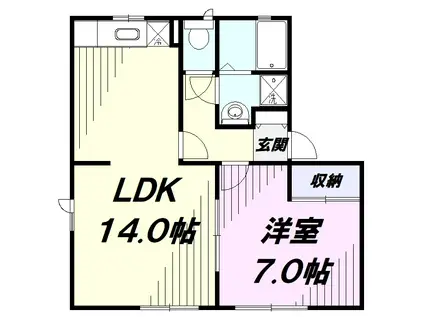 オストベルグ・ミヤコB(1LDK/1階)の間取り写真