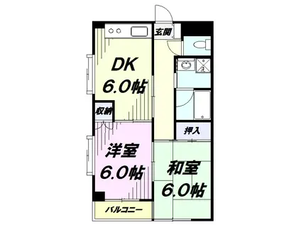 ガーデンハイツ昭島(2DK/2階)の間取り写真