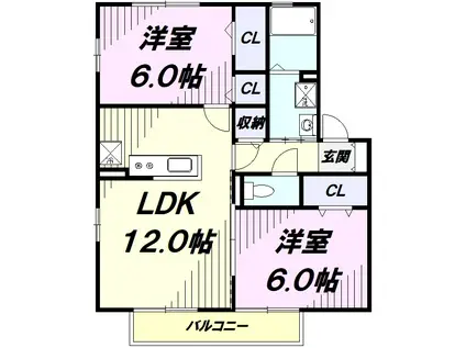 ヒラソル(2LDK/2階)の間取り写真