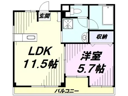 リバービレッヂM(1LDK/3階)の間取り写真