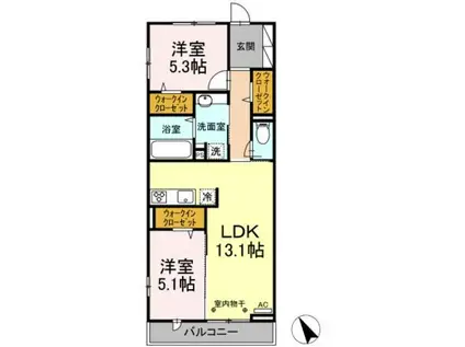 ブラビッシモ(2LDK/2階)の間取り写真