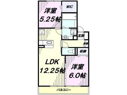 ベルテ東豊田(2LDK/2階)の間取り写真