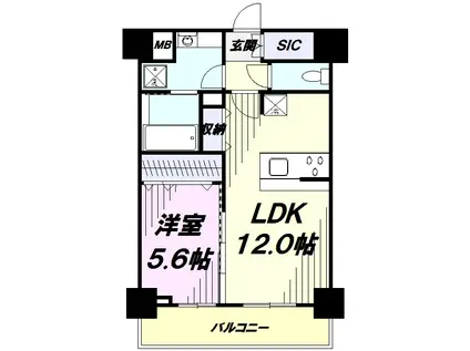 ラ・ベレッツァ フェリオ(1LDK/4階)の間取り写真