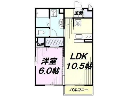 ロワジール(1LDK/2階)の間取り写真