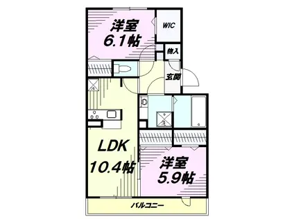 ウィステリア榎(2LDK/3階)の間取り写真