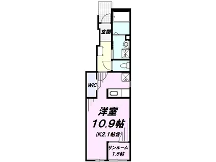 メゾン・ソレイユ(ワンルーム/1階)の間取り写真