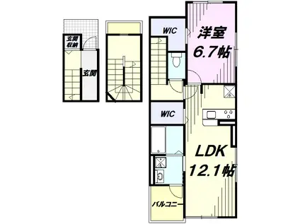 プランドール奏音(1LDK/3階)の間取り写真