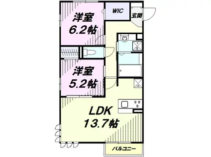 シーク・カシワ(2LDK/2階)の間取り写真
