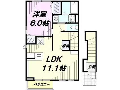 シャルム シャトレ(1LDK/2階)の間取り写真